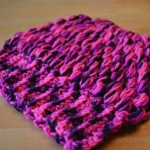 Crochet Pink Messy Bun Hat/New